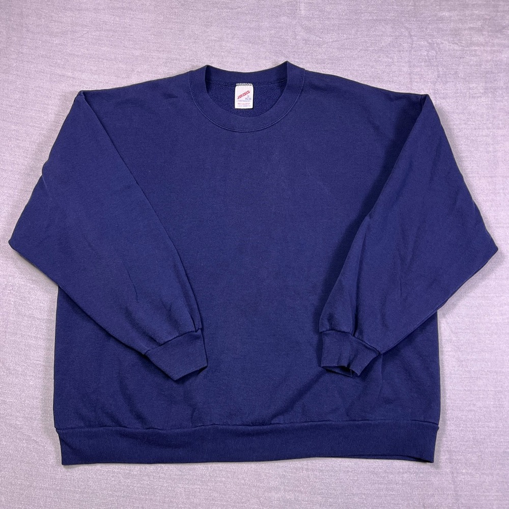 Vintage‎ JERZEES Men's Blue Relaxed fit Crew Neck Long sleeve T-Shirt Size 2X